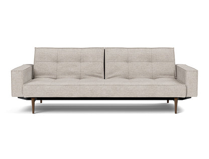 Splitback Styletto Sofa Bed Dark Wood With Arms - angle 1