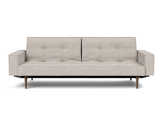 Splitback Styletto Sofa Bed Dark Wood With Arms - angle 1