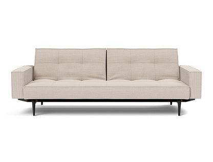Splitback Styletto Sofa Bed Black Wood With Arms - variant image