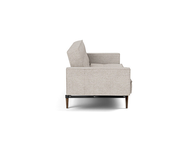 Splitback Styletto Sofa Bed Dark Wood With Arms - angle 2