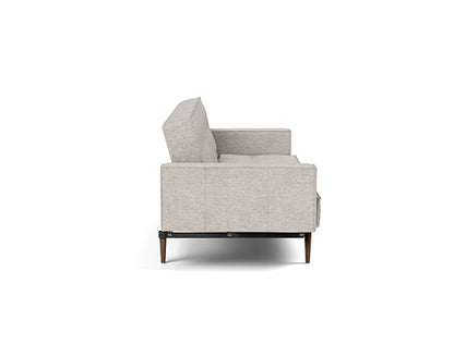 Splitback Styletto Sofa Bed Dark Wood With Arms - angle 2
