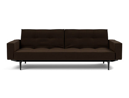 Splitback Styletto Sofa Bed Black Wood With Arms - variant image
