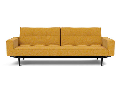 Splitback Styletto Sofa Bed Black Wood With Arms - variant image