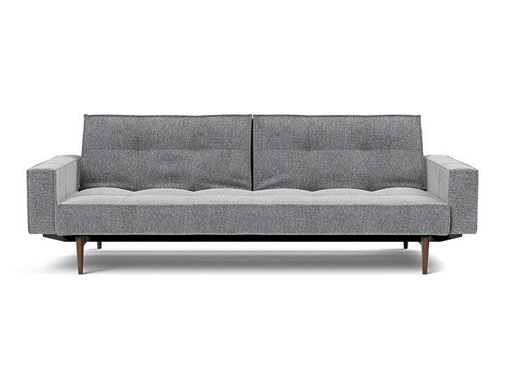 Splitback Styletto Sofa Bed Dark Wood With Arms - variant image