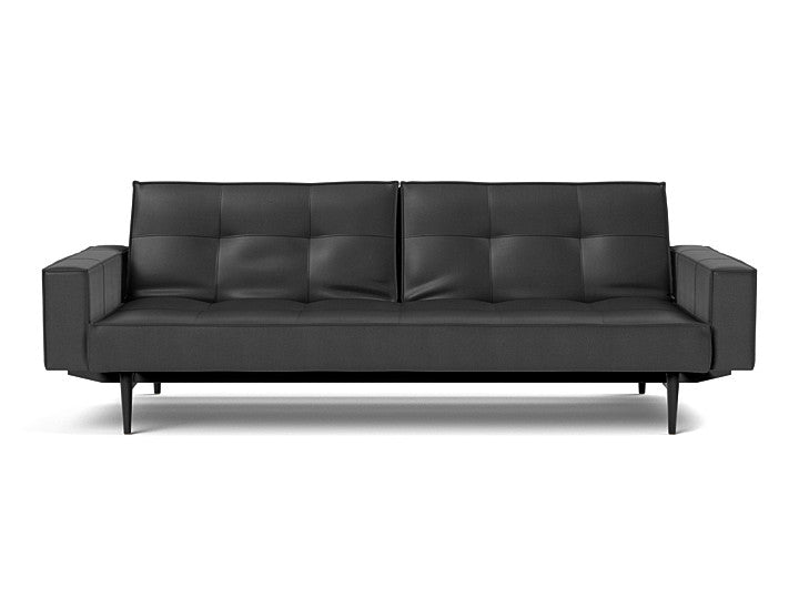Splitback Styletto Sofa Bed Black Wood With Arms - variant image