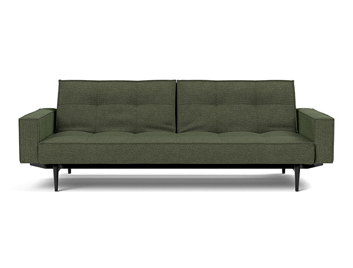 Splitback Styletto Sofa Bed Black Wood With Arms - variant image