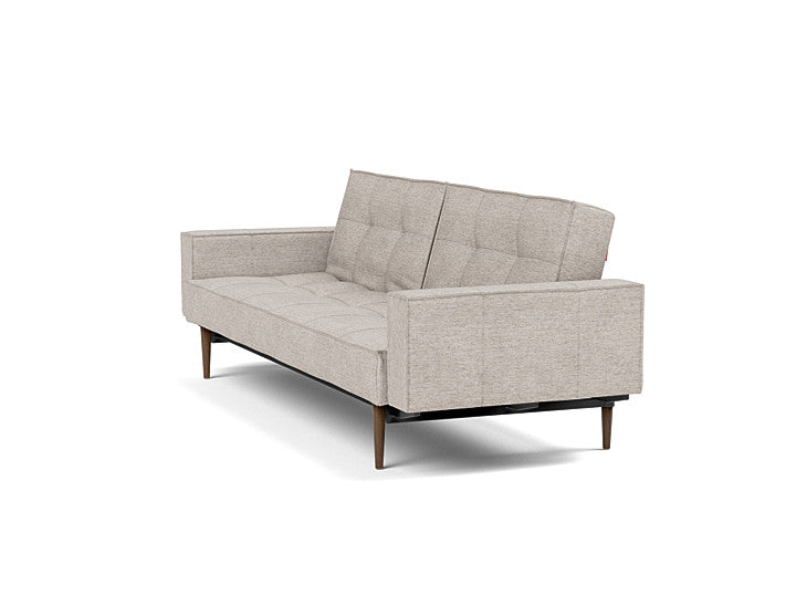 Splitback Styletto Sofa Bed Dark Wood With Arms - angle 4