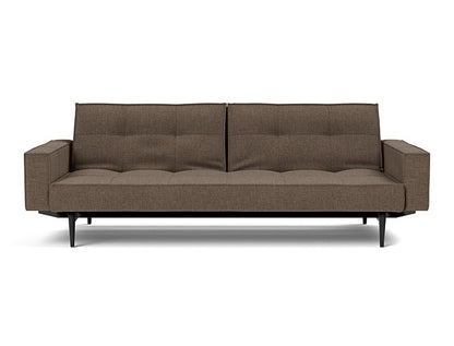 Splitback Styletto Sofa Bed Black Wood With Arms - variant image