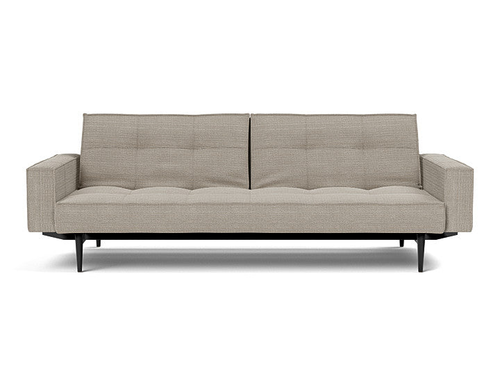 Splitback Styletto Sofa Bed Black Wood With Arms - variant image