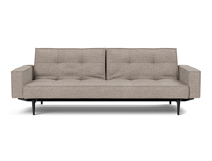 Splitback Styletto Sofa Bed Black Wood With Arms - variant image
