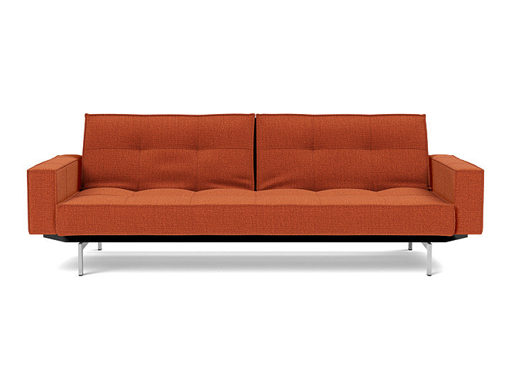 Splitback Chrome Sofa Bed With Arms - variant image
