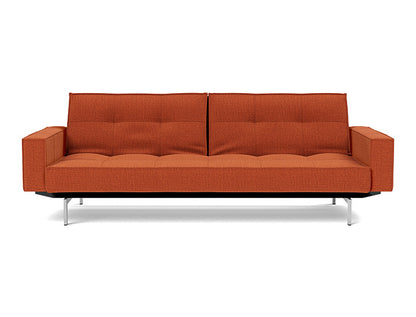 Splitback Chrome Sofa Bed With Arms - variant image