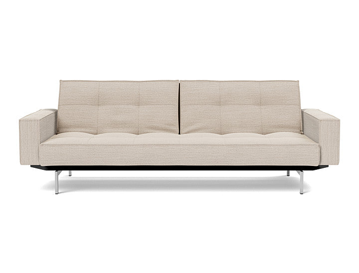 Splitback Chrome Sofa Bed With Arms - variant image