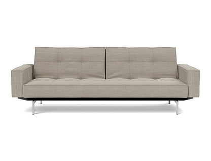 Splitback Chrome Sofa Bed With Arms - variant image
