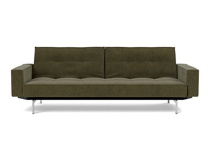 Splitback Chrome Sofa Bed With Arms - variant image