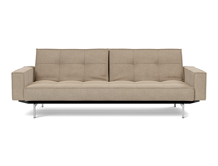 Splitback Chrome Sofa Bed With Arms - variant image