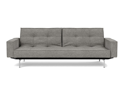 Splitback Chrome Sofa Bed With Arms - variant image