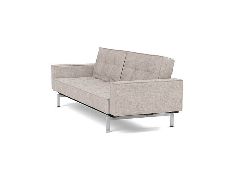 Splitback Chrome Sofa Bed With Arms - angle 4