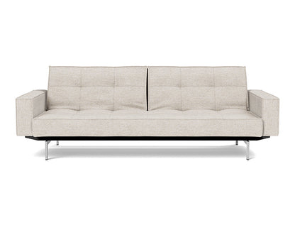 Splitback Chrome Sofa Bed With Arms - variant image