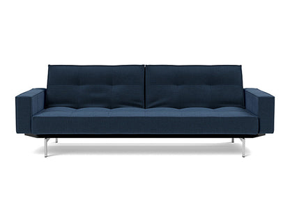 Splitback Chrome Sofa Bed With Arms - variant image