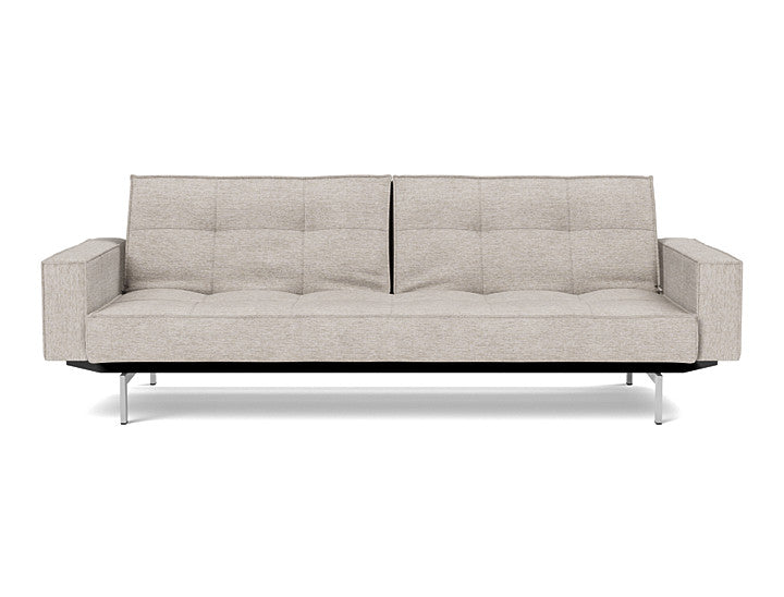 Splitback Chrome Sofa Bed With Arms - angle 1