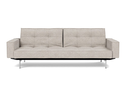 Splitback Chrome Sofa Bed With Arms - angle 1