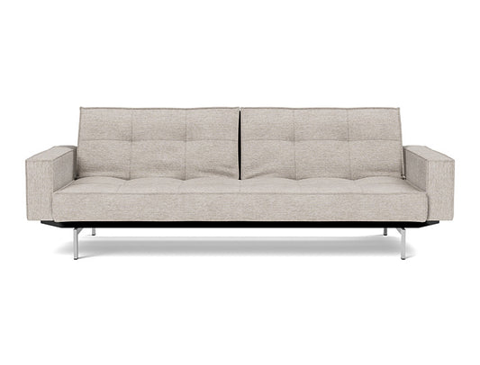 Splitback Chrome Sofa Bed With Arms - angle 1