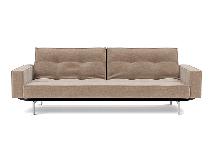 Splitback Chrome Sofa Bed With Arms - variant image