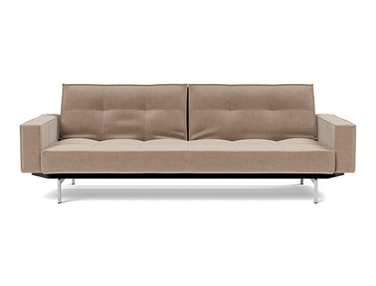 Splitback Chrome Sofa Bed With Arms - variant image