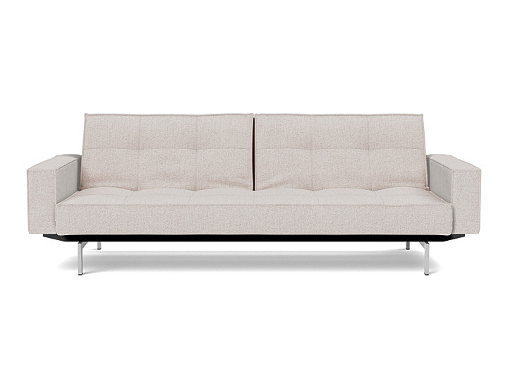 Splitback Chrome Sofa Bed With Arms - variant image