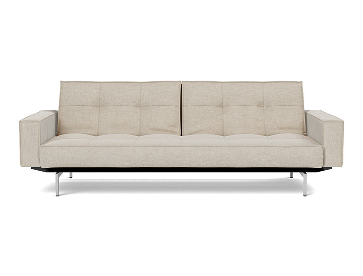 Splitback Chrome Sofa Bed With Arms - variant image