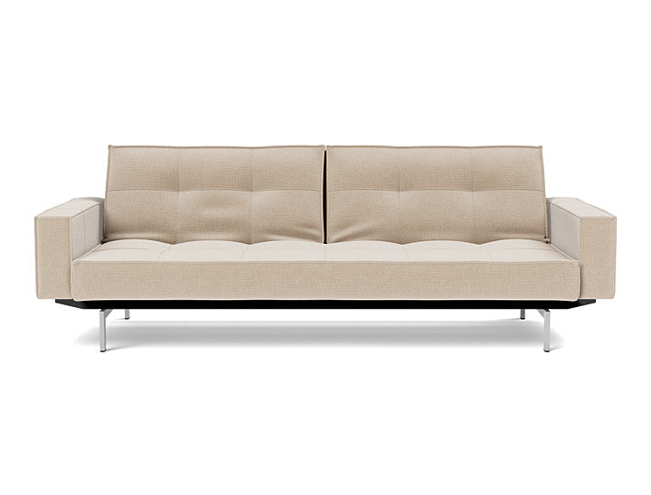 Splitback Chrome Sofa Bed With Arms - variant image