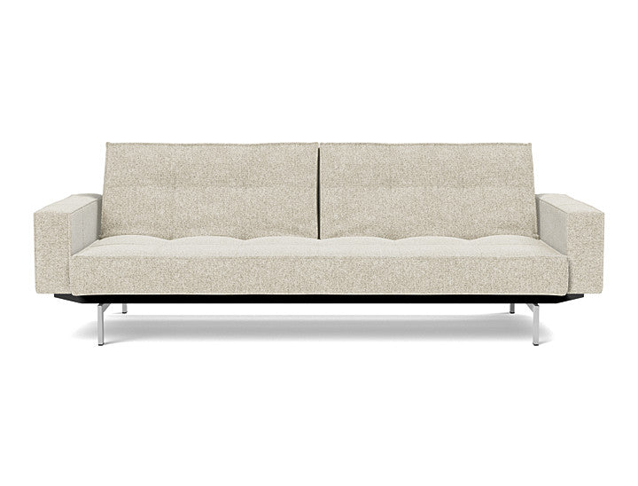 Splitback Chrome Sofa Bed With Arms - variant image