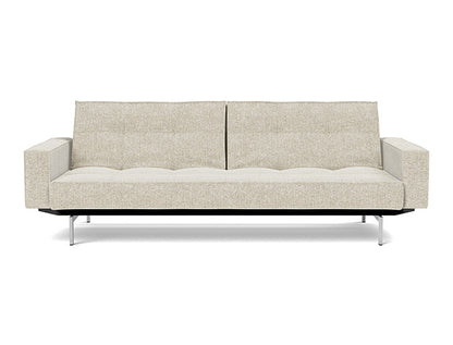Splitback Chrome Sofa Bed With Arms - variant image