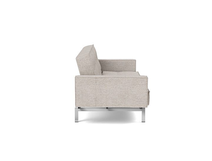 Splitback Chrome Sofa Bed With Arms - angle 2