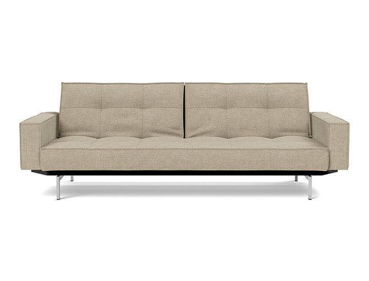 Splitback Chrome Sofa Bed With Arms - variant image