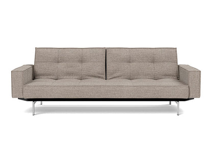 Splitback Chrome Sofa Bed With Arms - variant image