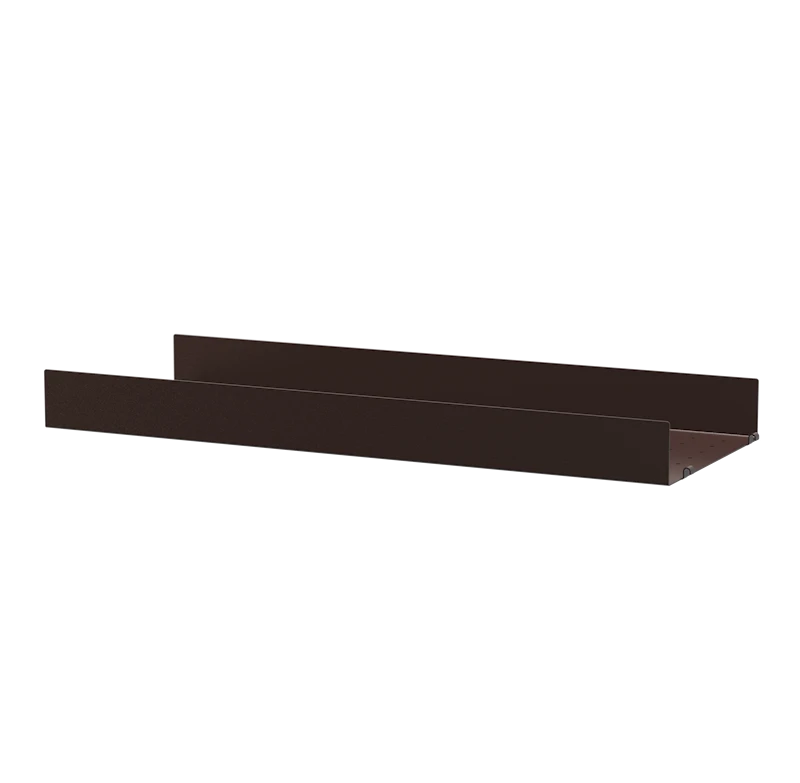 Metal shelf high edge - W78 x D20, Dark brown