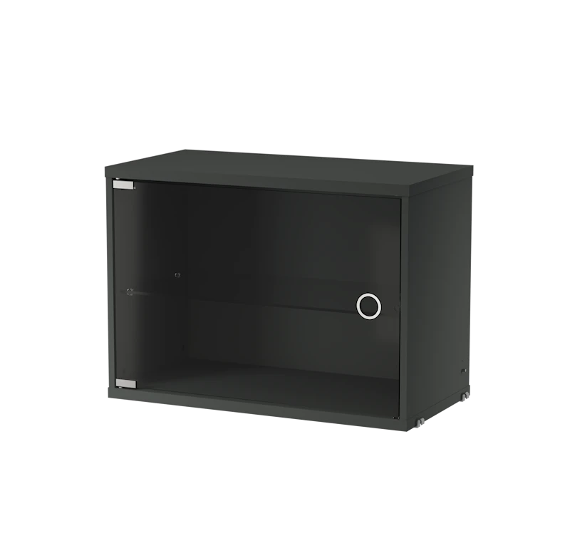 Display cabinet with swing glass door - W58 x D30 x H42, Dark grey