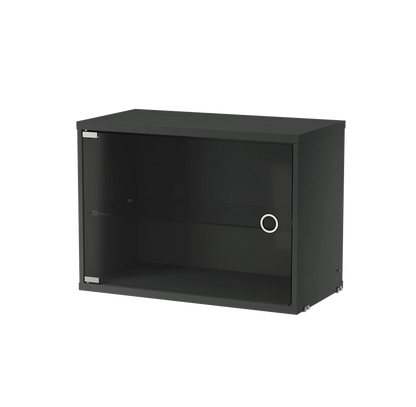 Display cabinet with swing glass door - W58 x D30 x H42, Dark grey