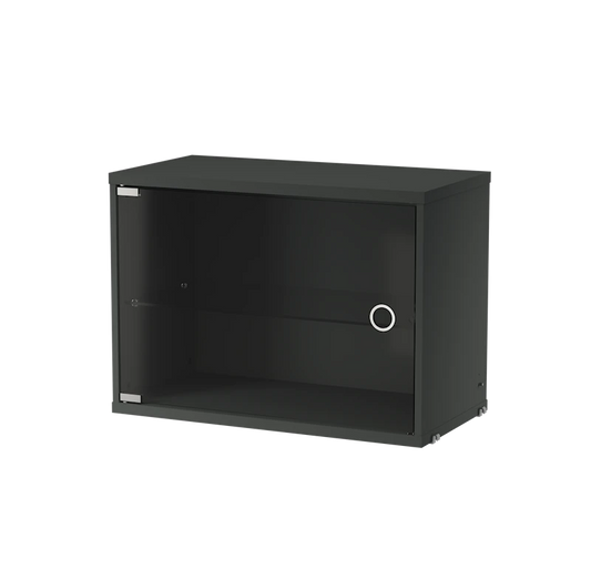Display cabinet with swing glass door - W58 x D30 x H42, Dark grey