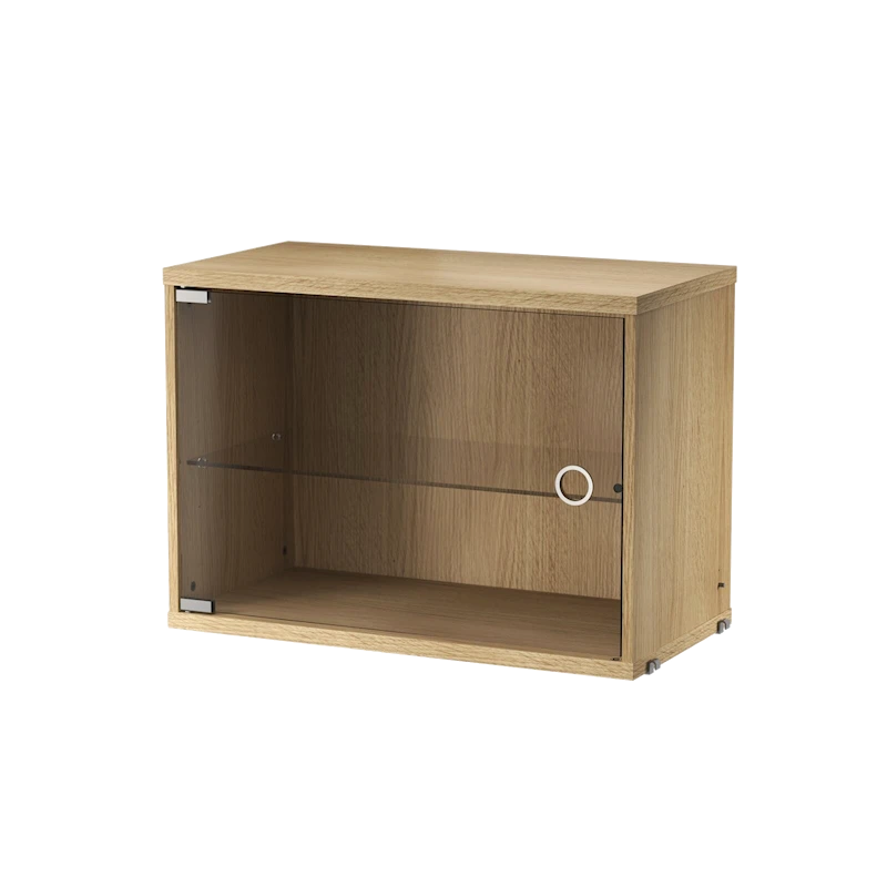 Display cabinet with swing glass door - W58 x D30 x H42, Oak