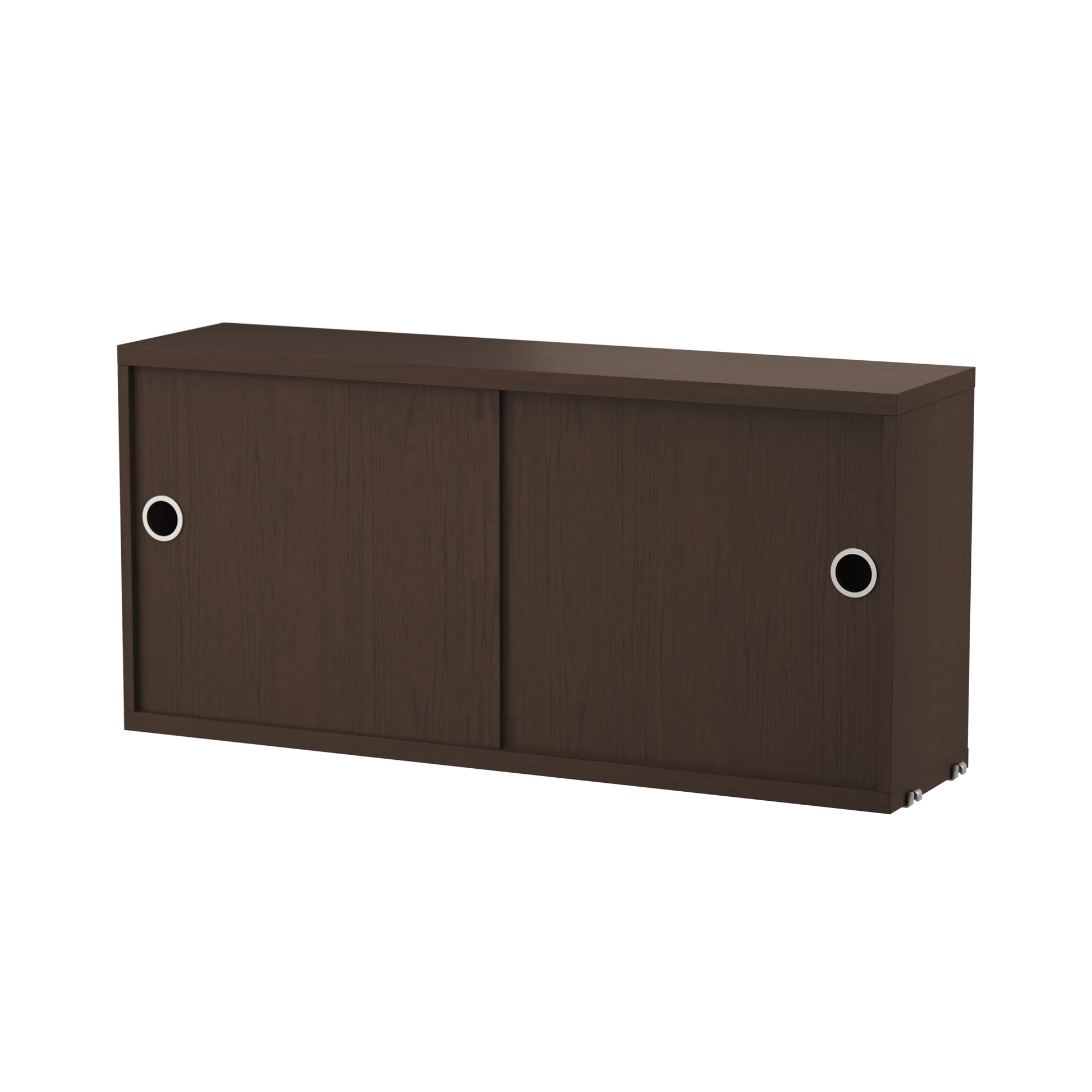 Cabinet with sliding door - W78 x D20 x H37, Dark oak - image 4