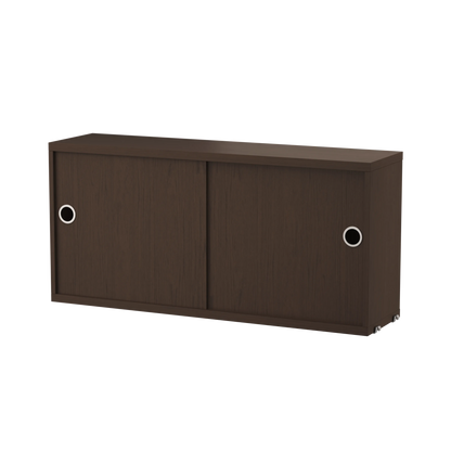 Cabinet with sliding door - W78 x D20 x H37, Dark oak - image 4