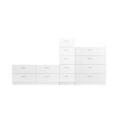 One low, one tall and one wide Relief drawer with plinth White - image 3