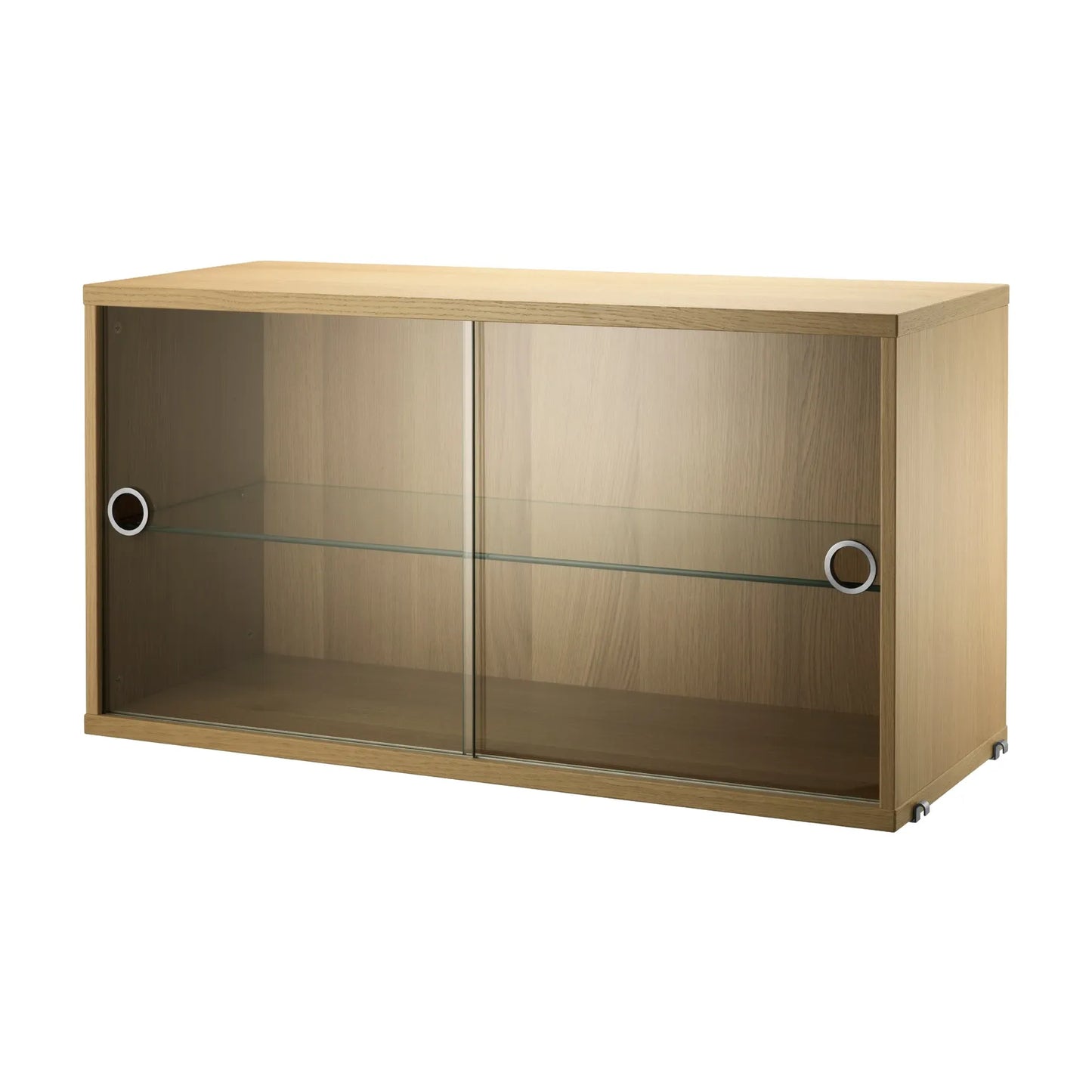 Display cabinet with sliding glass door - W78 x D30 x H42, Oak - image 4