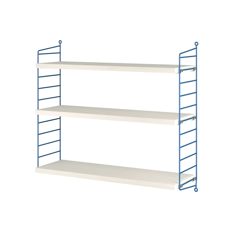 String 1949-2024 - W60 x D20 x H60, Blue/White oiled pine