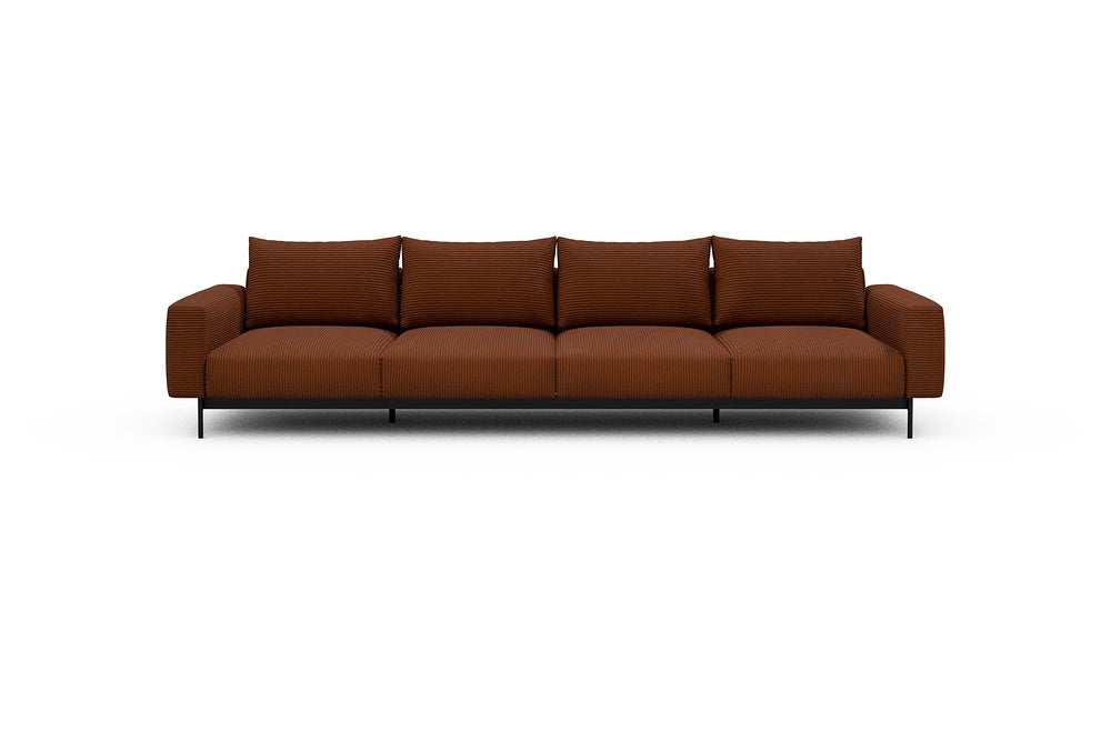 Arthon Modular Sofa - A4 - 335 x 100 cm - 4 Seater - 595 Corduroy Burnt-Orange