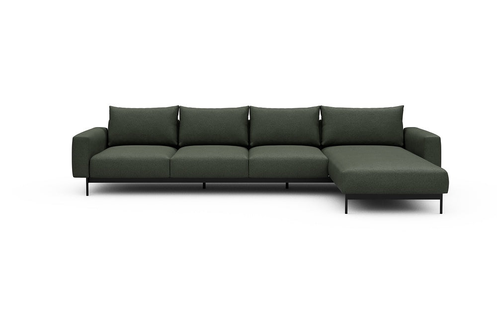 Arthon Modular Sofa - B3 - 350 x 185 cm - 3 Seater + Chaise - 488 Denari Forest Green