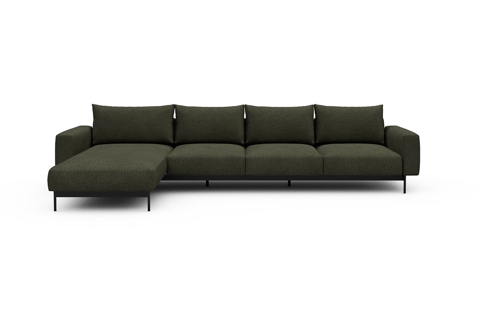 Arthon Modular Sofa - B3M - 350 x 185 cm - Chaise + 3 Seater - 535 Bouclé Forest Green
